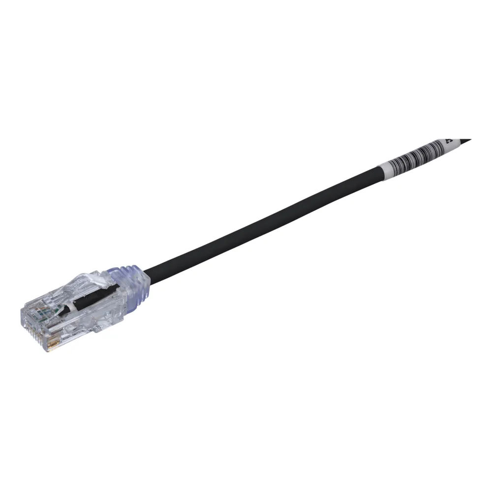 Cable de Parcheo TX6, UTP Cat6, Diámetro Reducido (28AWG), Color Negro, 16.76 Metros (55 Pies)