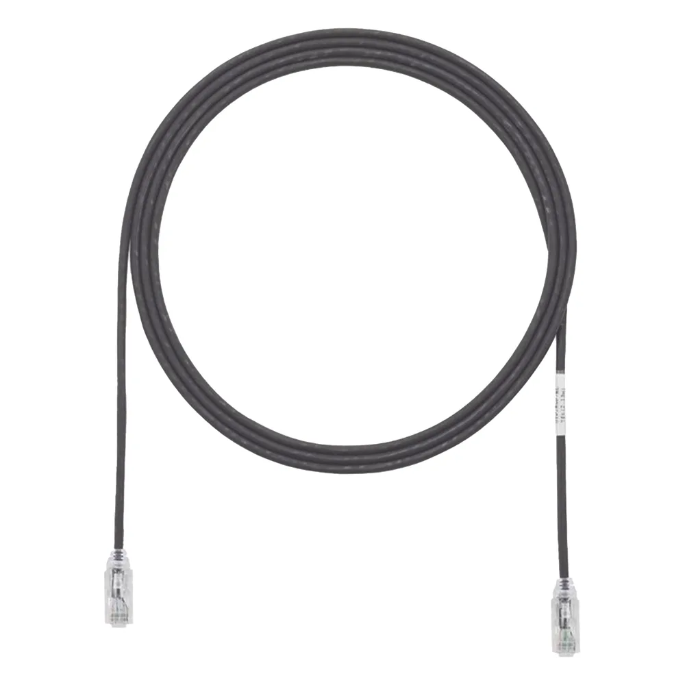 Cable de Parcheo TX6, UTP Cat6, Diámetro Reducido (28AWG), Color Negro, 4.57 Metros (15 Pies)