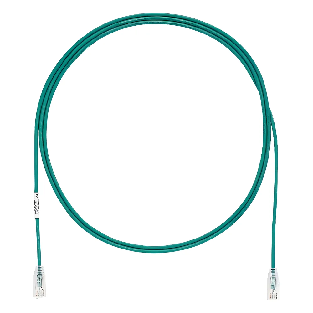Cable de Parcheo TX6, UTP Cat6, Diámetro Reducido (28AWG), Color Verde, 0.3 Metros (1 Pie)