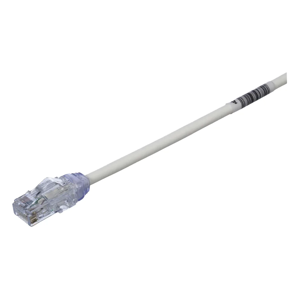 Cable de Parcheo UTP Cat6A, CM/LSZH, Diámetro Reducido (28AWG), Color Blanco Mate, 0.3 Metros (1 Pie)