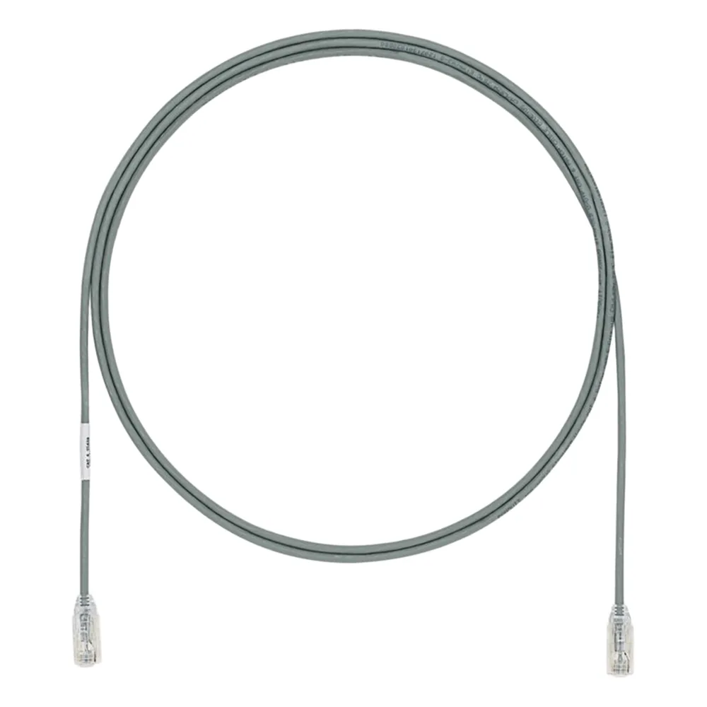 Cable de Parcheo UTP Cat6A, CM/LSZH, Diámetro Reducido (28AWG), Color Gris, 0.61 Metros (2 Pies)