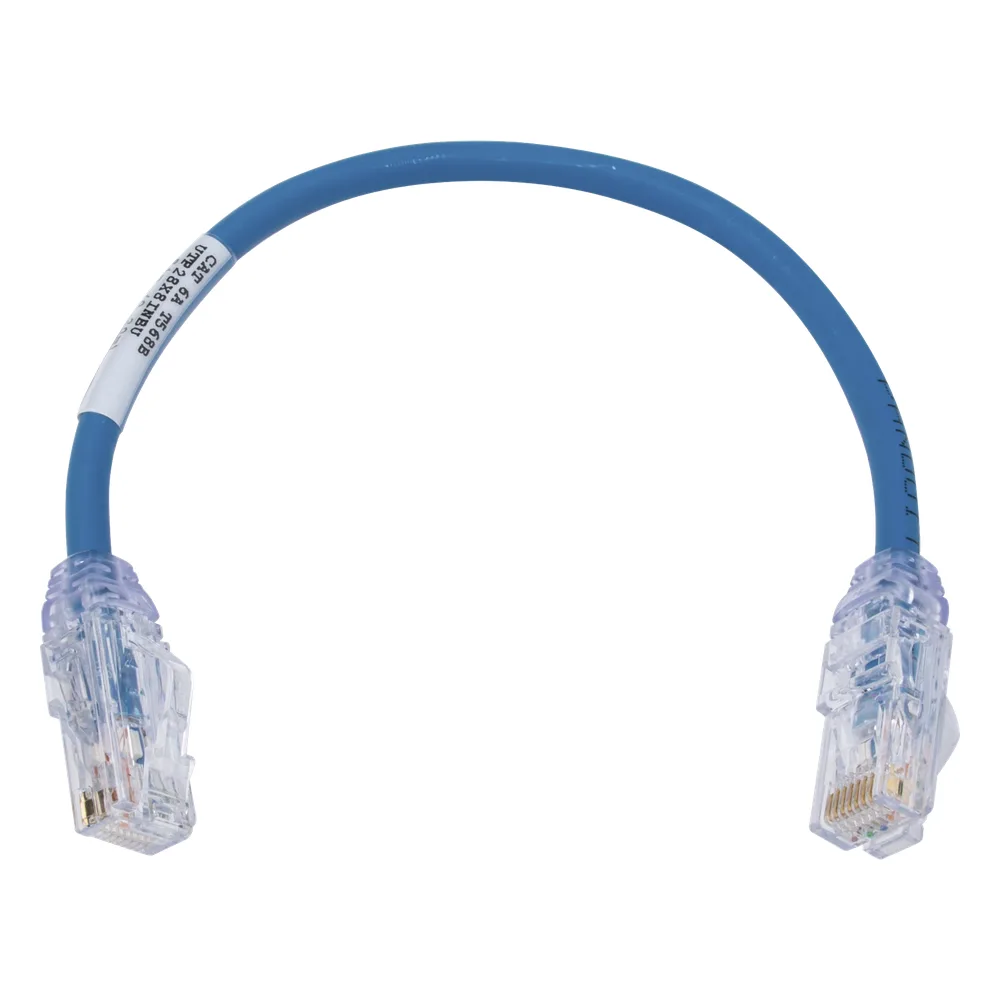 Cable de Parcheo UTP, Cat6A, Diámetro Reducido (28 AWG), CM/LSZH, Color Azul, 20.3 cm (8 pulgadas)