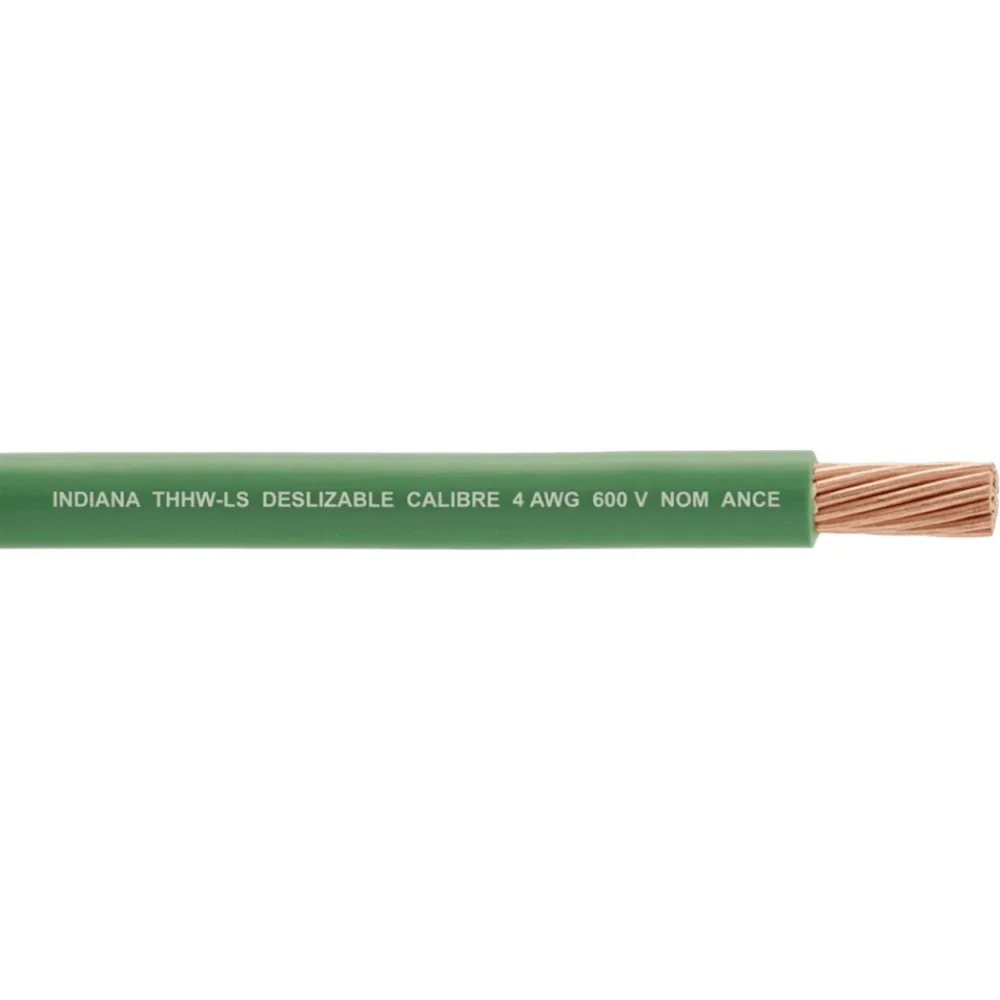 Cable Eléctrico de Cobre Recubierto THW-LS Calibre 4 AWG 19 Hilos Color Verde (100 metros) – vista 3