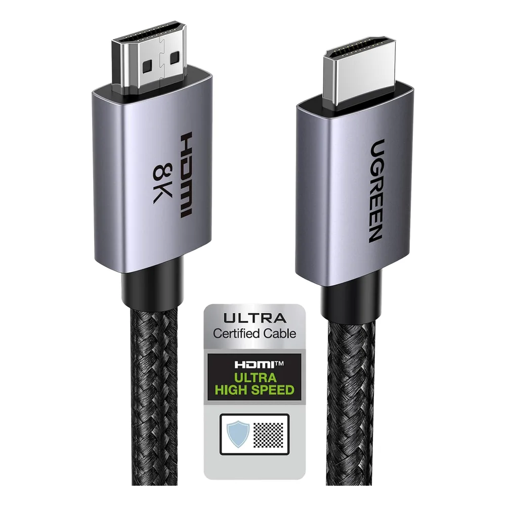 Cable HDMI 2.1 de 8K@60Hz | 3 metros | 48Gbps | HDR10+ | 3D Inversivo| eARC | Dolby ATMOS | VVR | QMS | QFT | ALLM | 3 modos de Visualización | Certificado HDMI 8K | Niquelado | Nylon Trenzado | Carcasa de Aluminio.