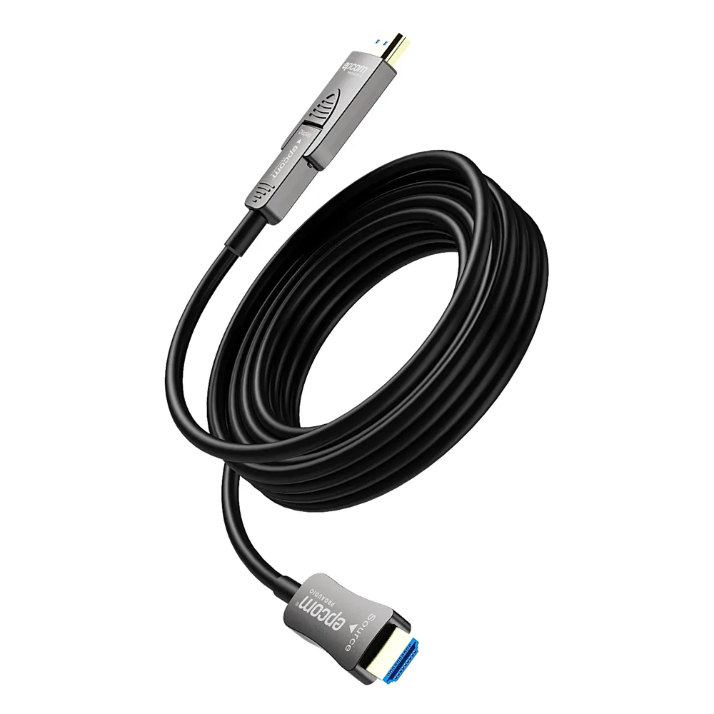 Cable HDMI Óptico Activo| 4K Real | 15 m | 18 Gbps | 4K@60Hz 4:4:4 | HDMI 2.0b | HDCP 2.2 | HDR | ARC | Conector RX Desmontable | Plug and Play – vista 3
