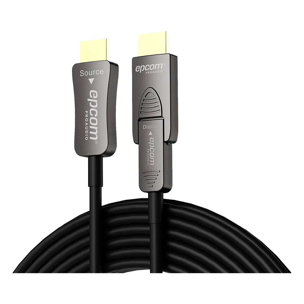 Cable HDMI Óptico Activo| 4K Real | 20 m | 18 Gbps | 4K@60Hz 4:4:4 | HDMI 2.0b | HDCP 2.2 | HDR | ARC | Conector RX Desmontable | Plug and Play – vista 2