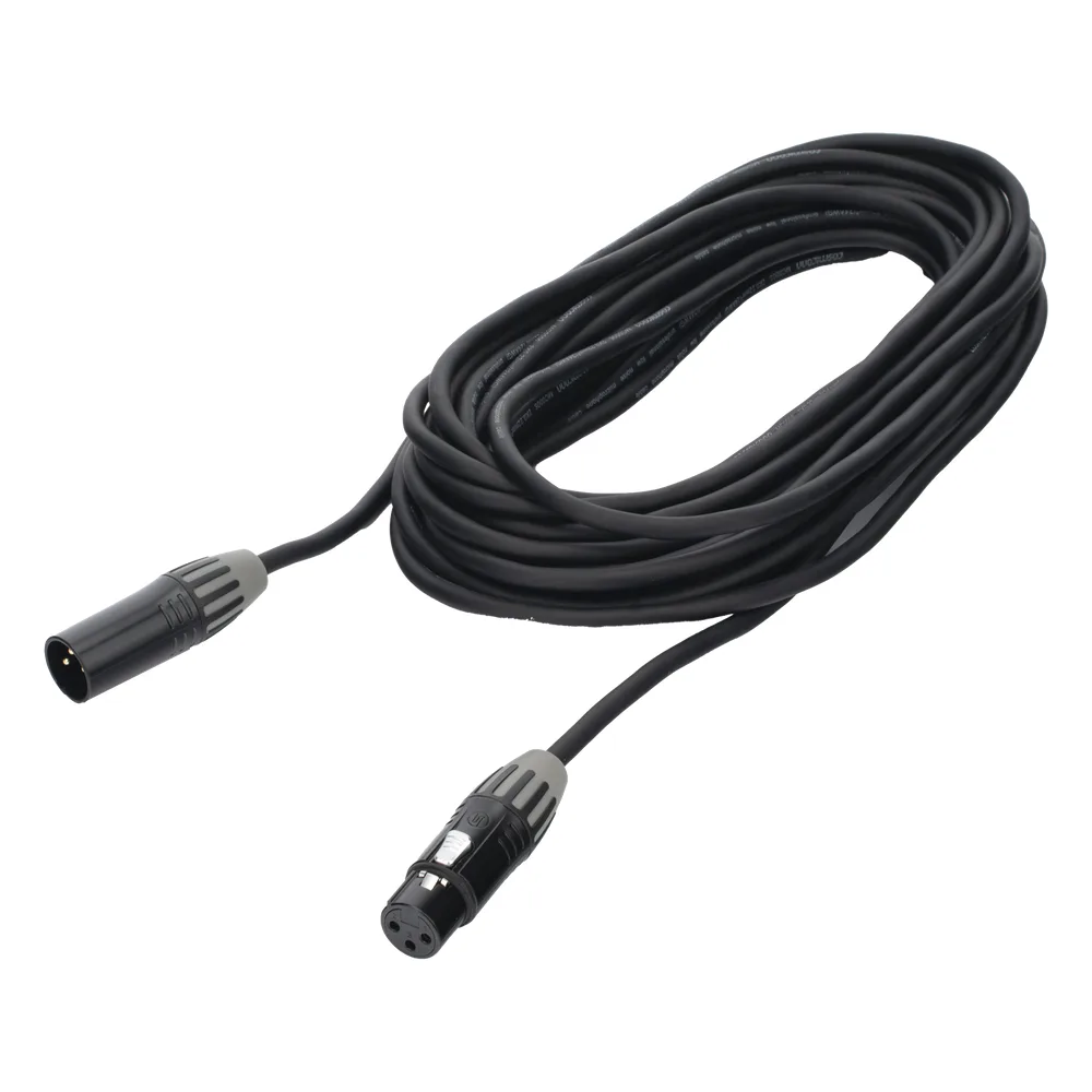 Cable XLR | 3 polos | Conector Hembra-Macho | Serie M | Carcasa Negra | Contactos Dorados | Ideal para Microfonía | Longitud 5m – vista 3