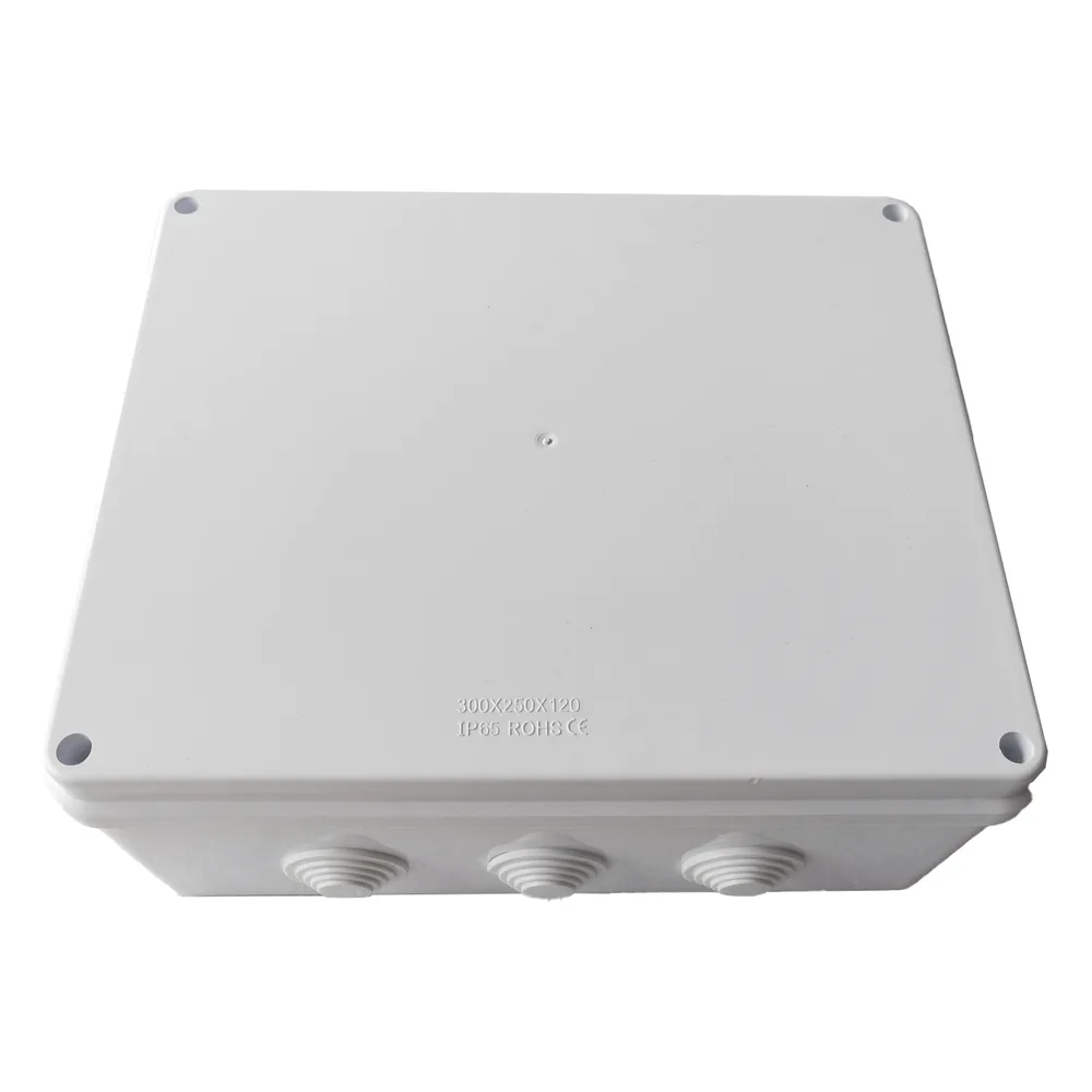 Caja de Derivación-Conexión para Exterior IP65 con 12 Entradas / 300 x 250 x 120 mm (11.8 x 9.8 x 4.7 in) / Sellado Seguro con Empaque + 4 Tornillos / Resiste Agua, Polvo y Sol Directo – vista 2