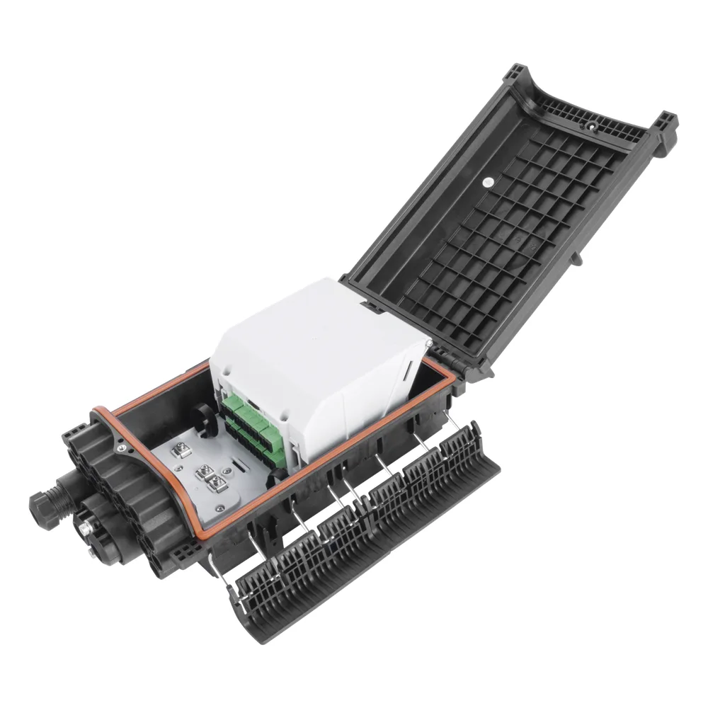 Caja de Distribución de Fibra Óptica para 48 Empalmes con 16 Acopladores SC/APC, Enterrado Directo, IP68 – vista 2