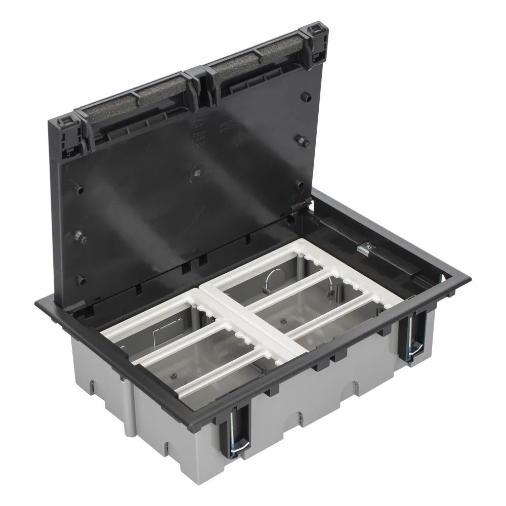 Caja Para Instalación en Piso Falso para Voz, Datos o Contactos Eléctricos / Capacidad para 6 Módulos / Espacio Embellecedor en la Tapa / Profundidad Ajustable de 90 a 120 mm (3.54 a 4.72 pulgadas) / Los Módulos se Adquieren Aparte / (SF610/14CY)
