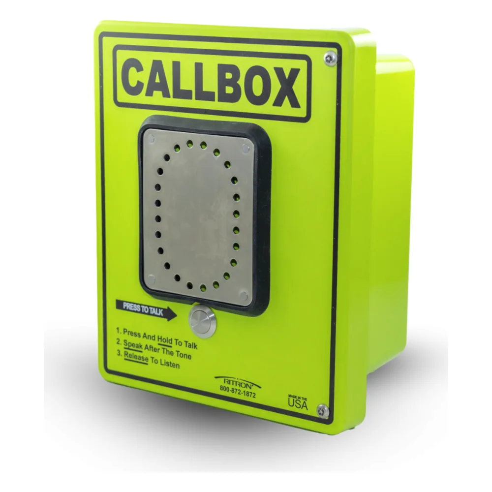 Callbox HD Series / Intercomunicador Bidireccional UHF / 2W Transmisión / IP65 Antivandálico / Fibra de Vidrio / Mensajes de Voz / Relay Control de Acceso / Sensor Input