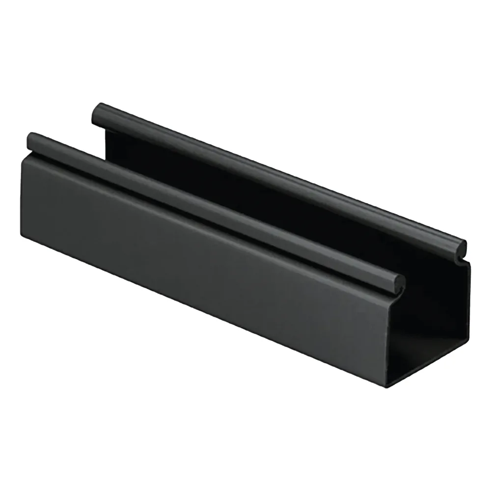 Canaleta FiberRunner™ 2X2 sin Tapa, de PVC Rígido, Sin Orificios de Montaje, Color Negro, 1.8 m de Largo
