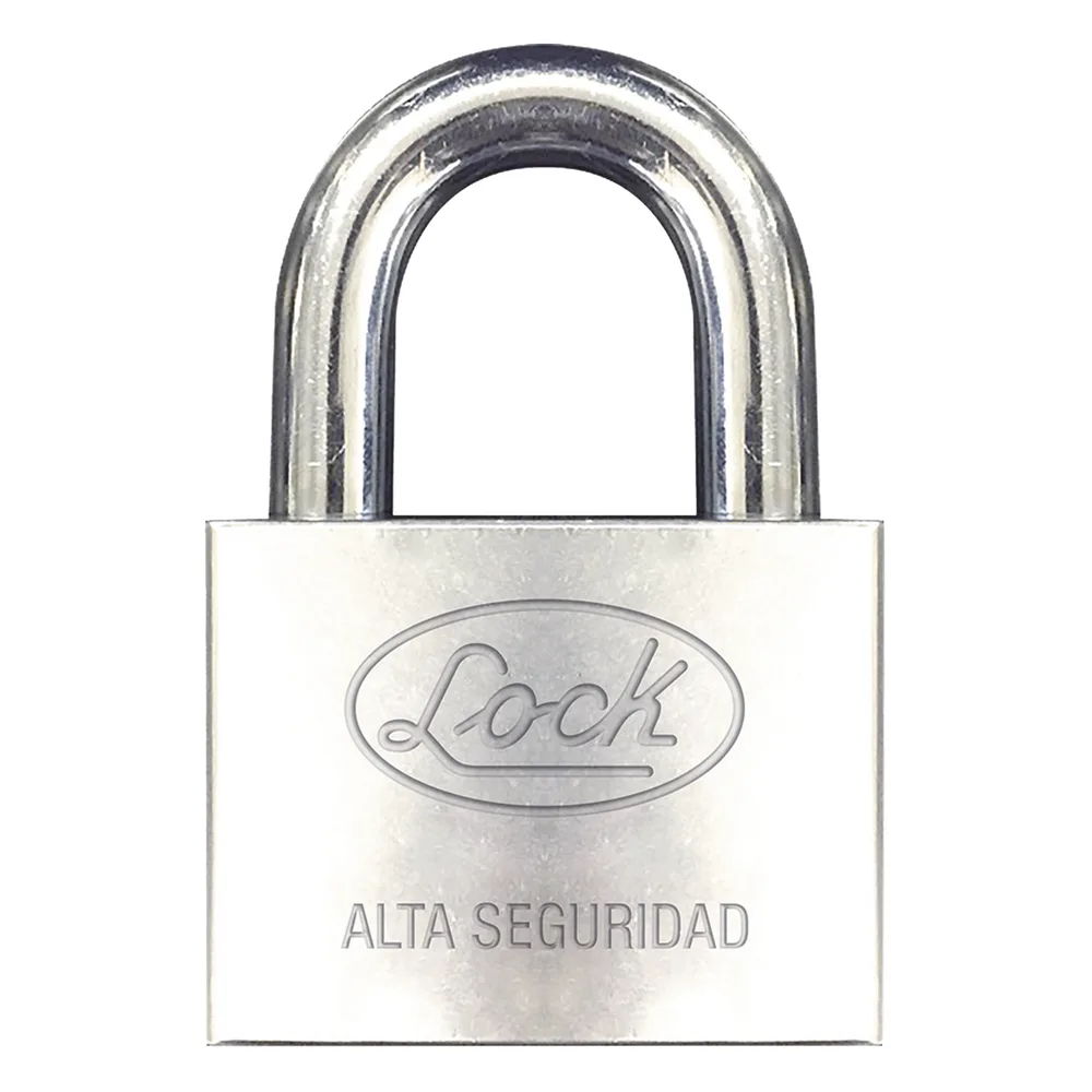 Candado de hierro alta seguridad con llave de disco/ Acabado Cromado/ Llaves Abloy/ Medida de Horquilla 38 mm.