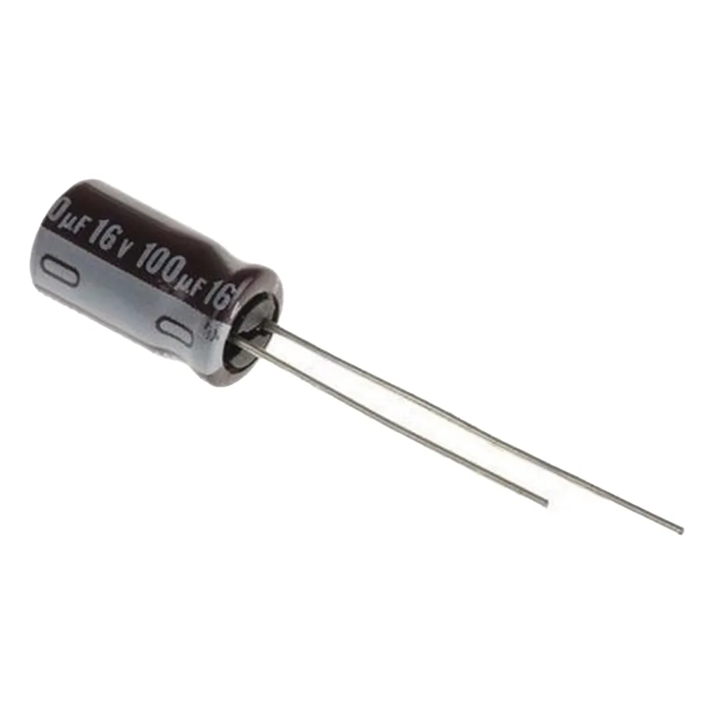 Capacitor Electrolítico de Aluminio, Radial de 100 µFd, 16 Vcc, 105 °C, 5.0 x 11 mm.