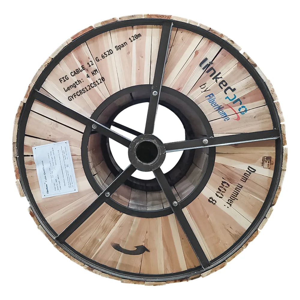 Carrete de 4 Km Fibra Óptica Aerea Figura 8 Armada Antirroedor G.652D, Monomodo de 12 Hilos, Exterior,  Span 120