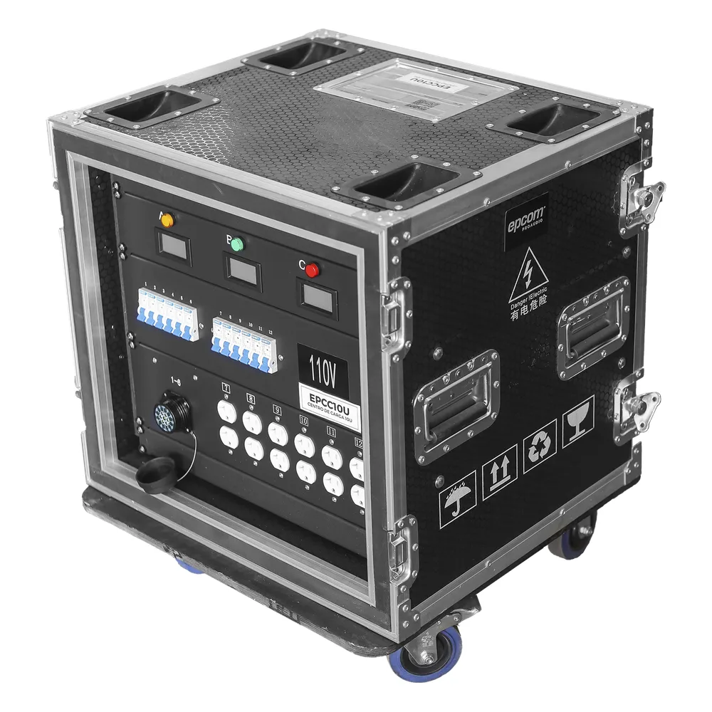 Centro de carga movil para instalaciones temporales con conexión TIPO socapex a 110v Y 220V | RACK 10U