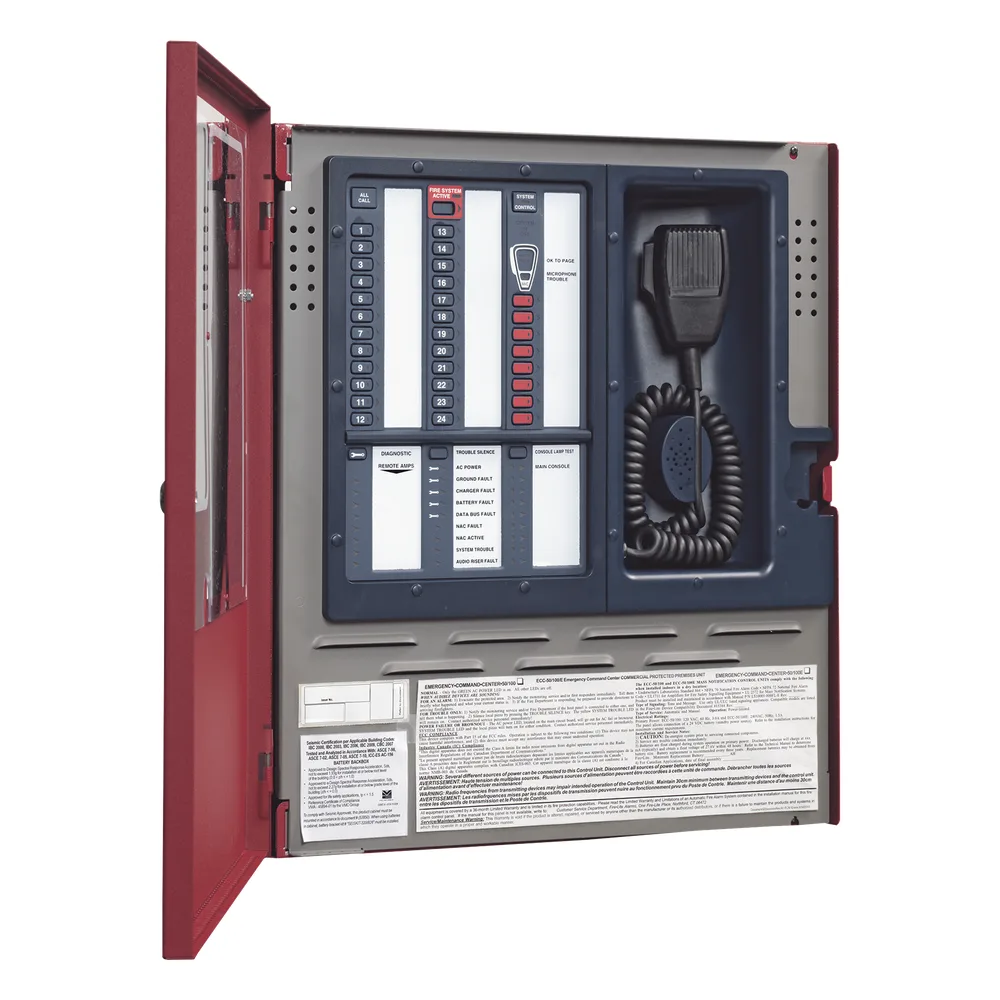 Centro de comando de emergencia para voceo y evacuación por voz, 50 W ampliable a 100 W, 8 circuitos de entrada – vista 2