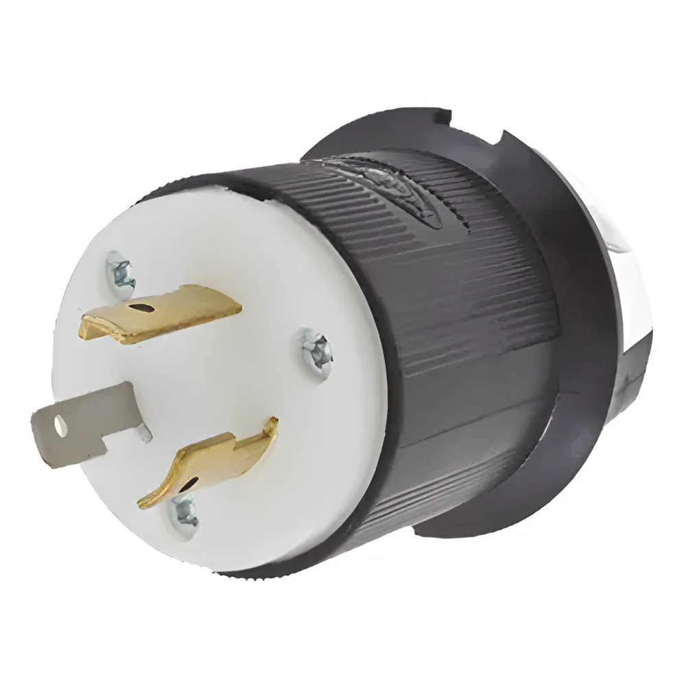 Clavija Industrial con Bloqueo de Media Vuelta / 20 A 125 V CA / 2 Polos 3 Hilos / Color Blanco y Negro / Nema L5-20P.