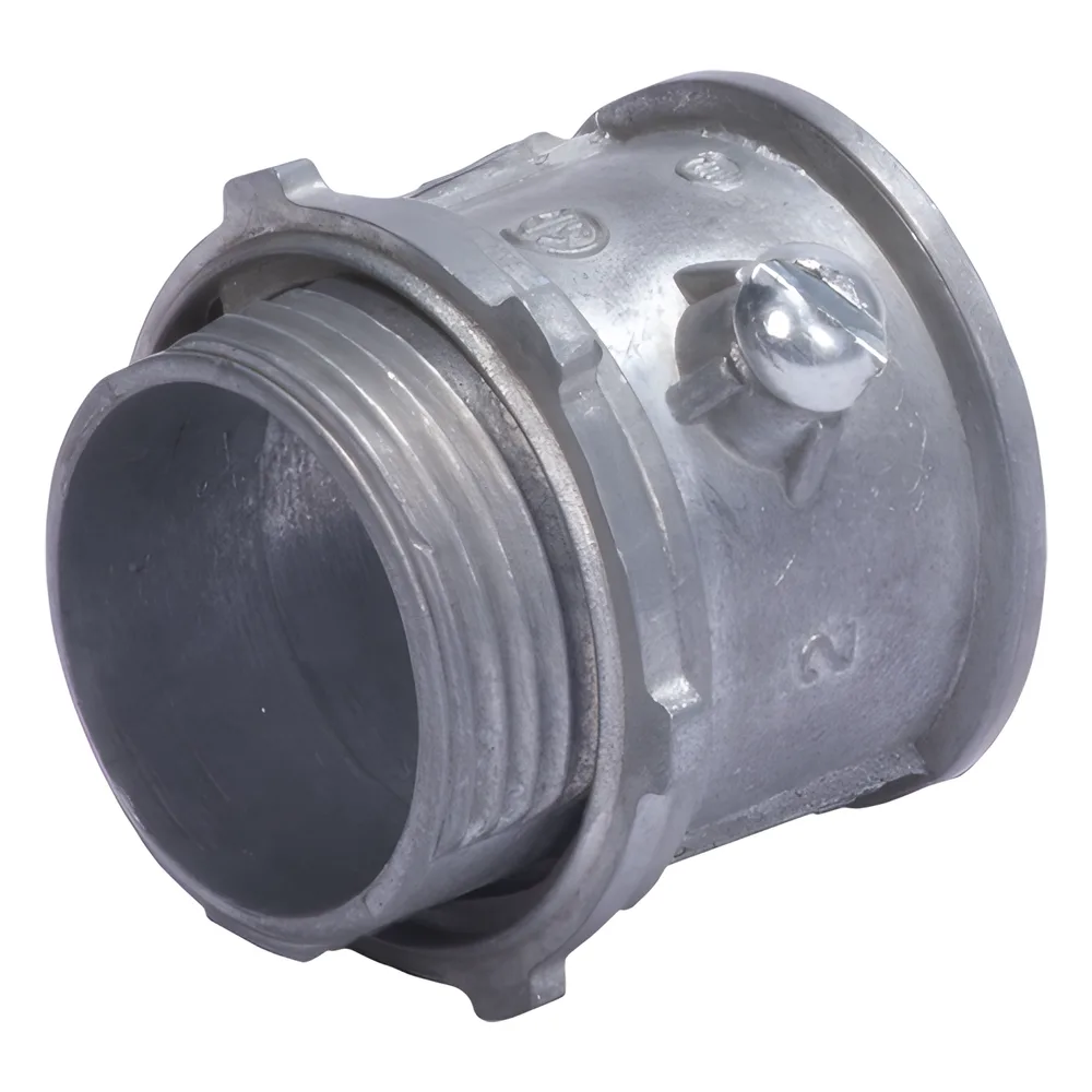 Conector 1/2" ( 13mm) pared delgada con tornillo tipo americano galvanizado etiqueta verde galvanizado