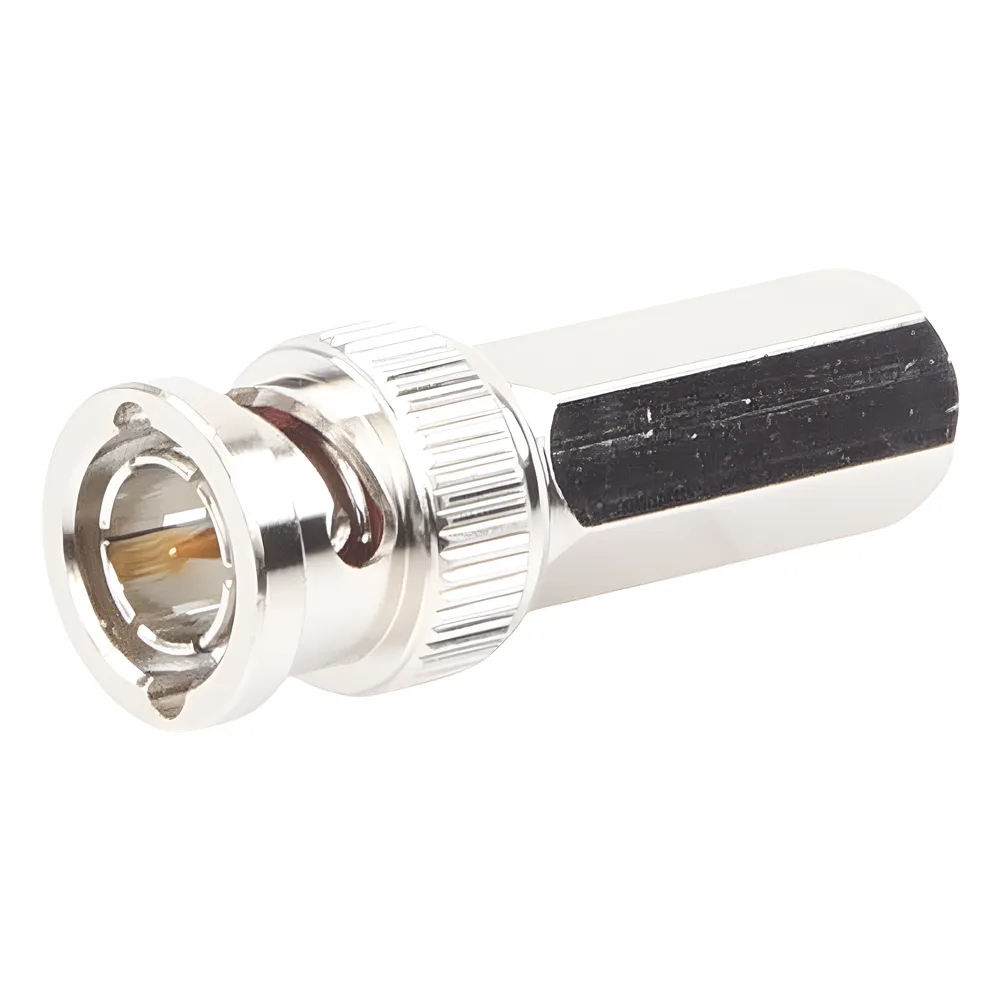 Conector BNC Macho de Ensamble Roscable (Hex.) en Sentido de las Manecillas de Reloj para Cable Coaxial RG-59/U, Níquel/ Oro/ Delrin. – vista 2