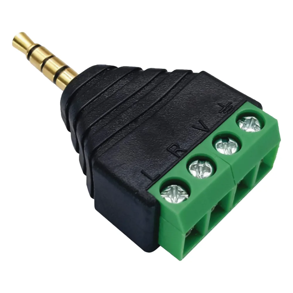 Conector de audio de 3.5mm macho a terminal de tornillo de 4 pines