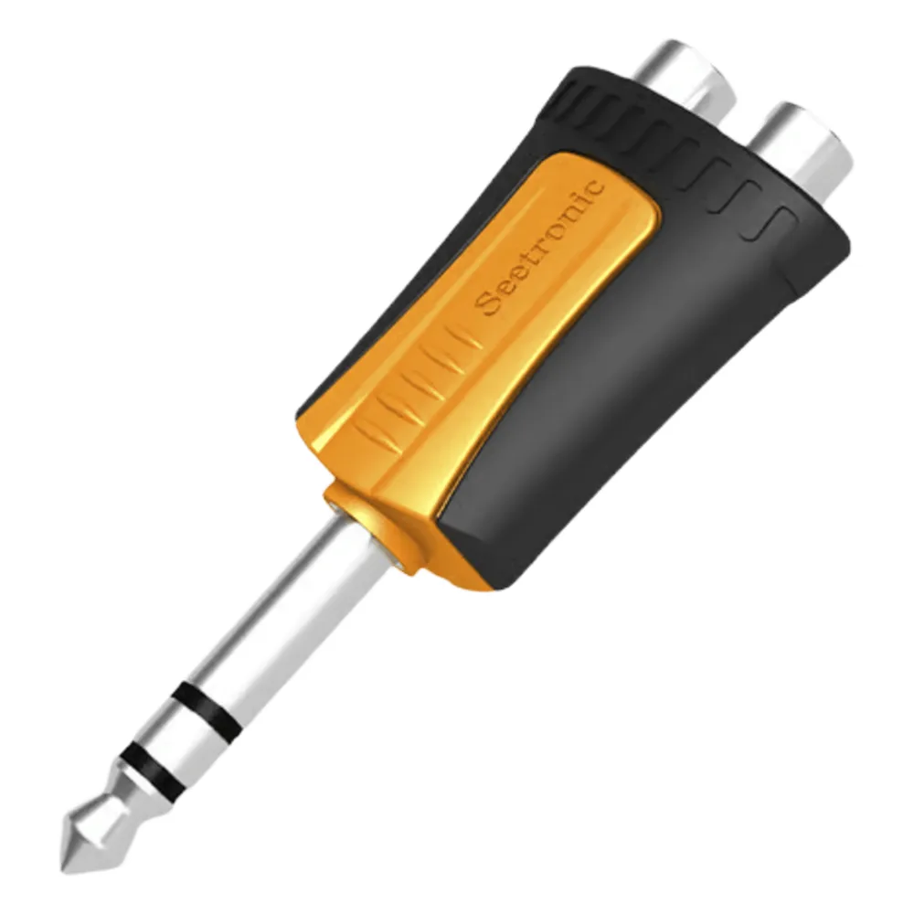 Conector Estéreo |  1/4in - 2 x RCA hembra | Adaptador de Carcasa de Plastico |