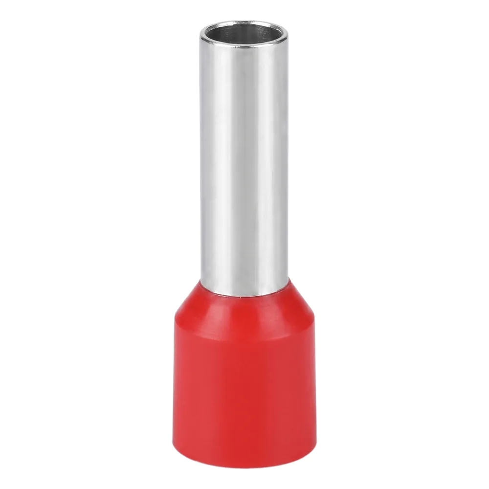 Conector Ferrule | 6AWG | 10mm² | Conductor Latón Estañado | Aislamiento PVC Rojo | 25 Piezas por Bolsa