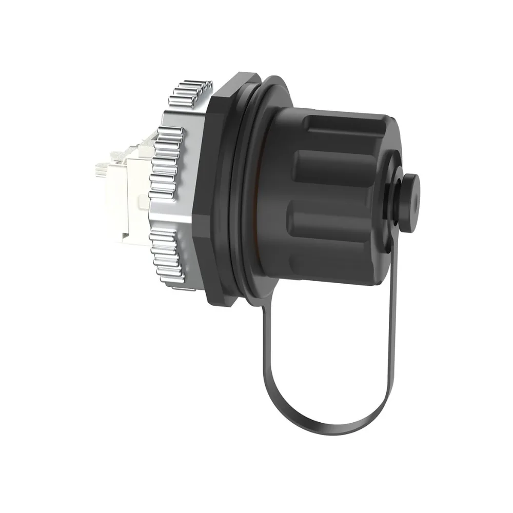 Conector Jack RJ45 de Uso Industrial Estilo TG, Categoría 6, Con Tapa Protectora, Protección IP67 – vista 3