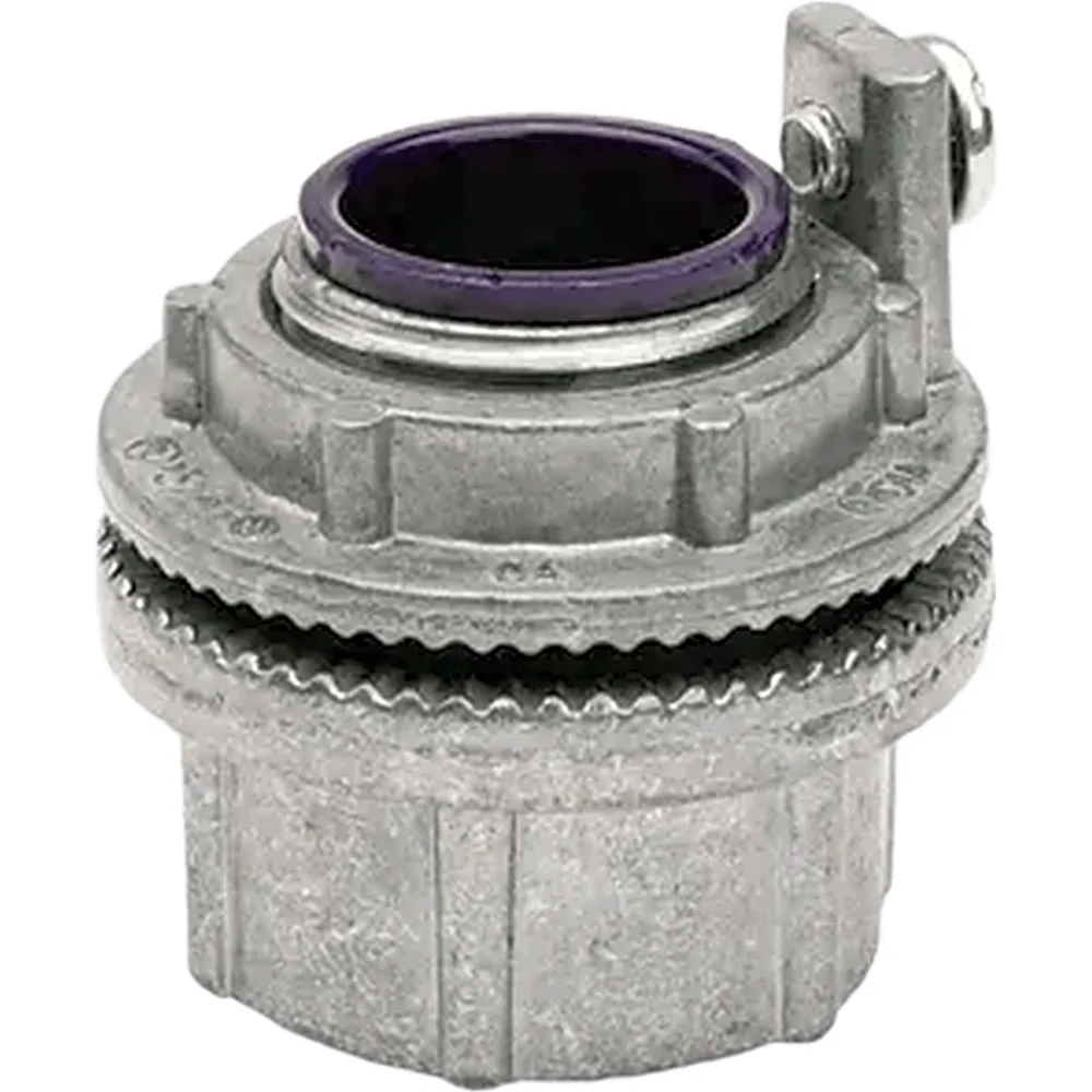 Conector Meyers de Aluminio de 1" con tornillo de puesta a tierra, disponible para Áreas Peligrosas Clase 1 División 2 de acuerdo con NEC 501.10.