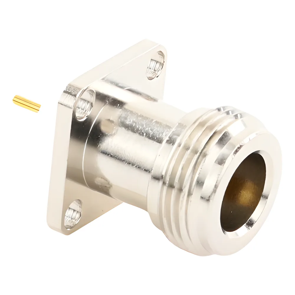 Conector N Hembra de Montaje de Panel con 4 perforaciones a 12.7 mm, soldable. – vista 3