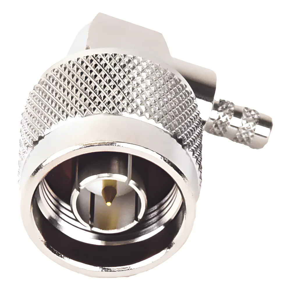 Conector N Macho en A/R de Anillo Plegable para Cables LP-195, LP-142, RG-58/U, RG-142/U, Niquel/ Oro/ Teflón.