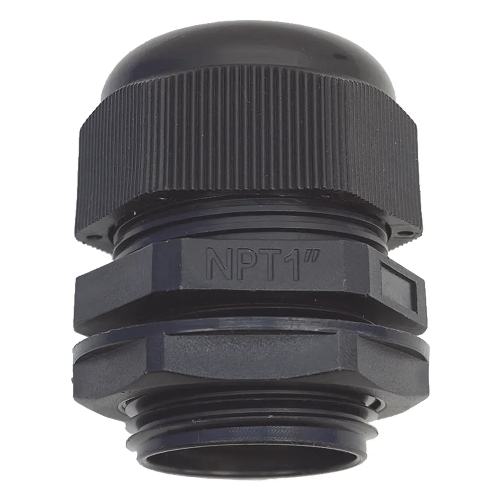 Conector Plástico Negro Tipo Glándula para Rosca NPT 1" – vista 2