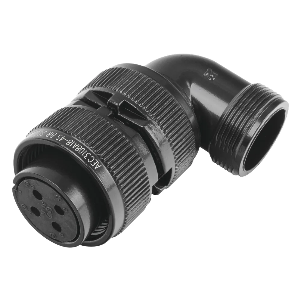 Conector Plug en Ángulo Recto de 4 Contactos Hembra Soldables para Radio de Locomotora.