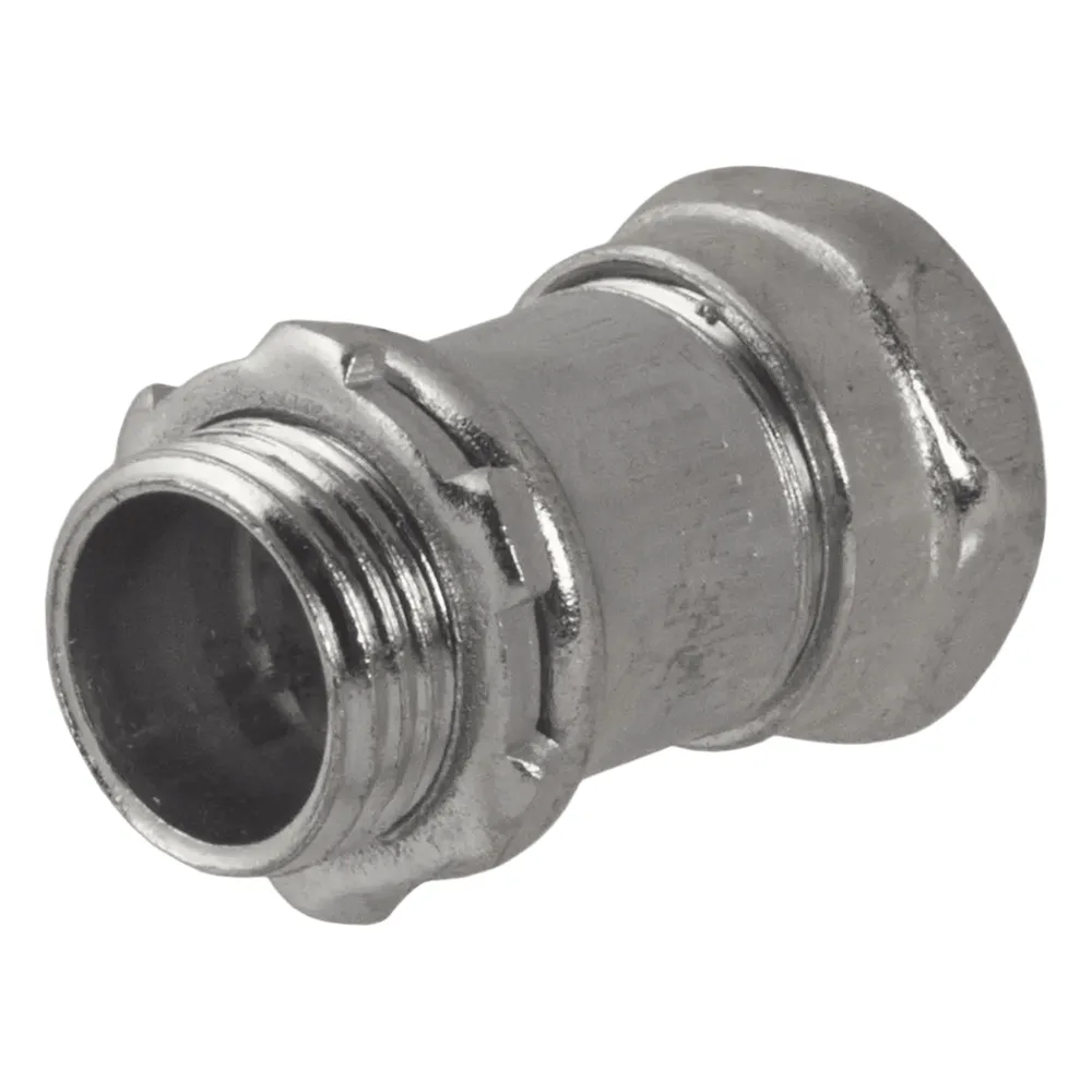 Conector Recto Compresión de Acero Galvanizado para Pared Delgada de 1/2" .