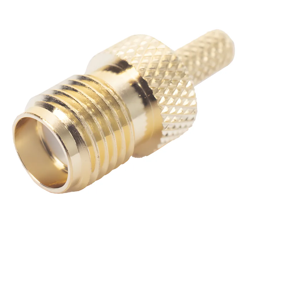 Conector SMA Hembra Inverso de anillo plegable para cable RG-174/U, BELDEN 8216.