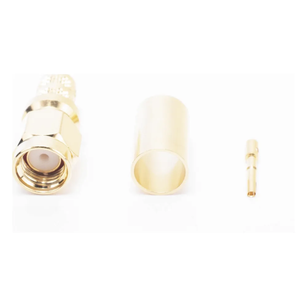 Conector SMA Macho Inverso de Anillo Plegable para Cables 9258, RG-8/X, LMR-240, Oro/Oro/Teflón. – vista 2