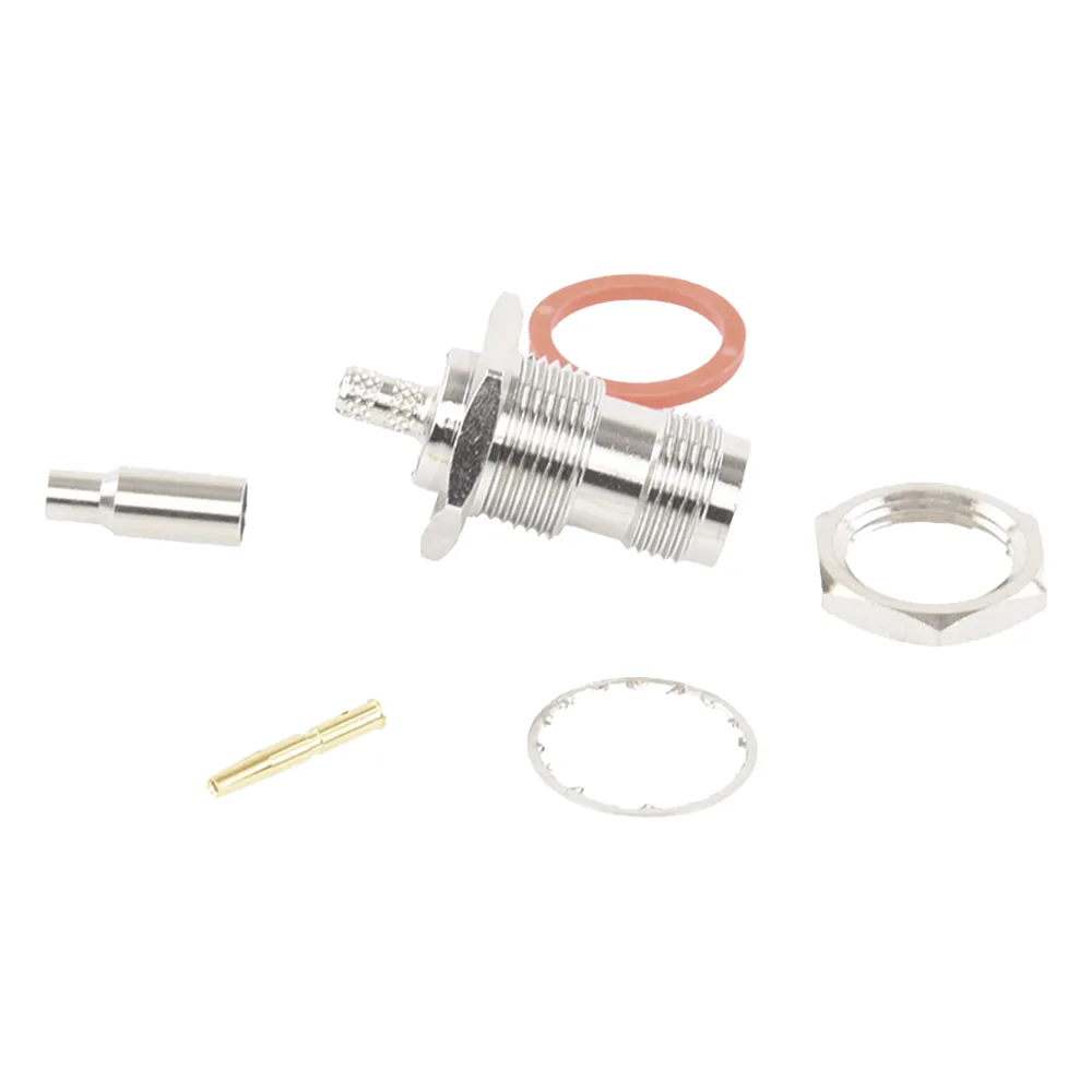 Conector TNC Hembra de montaje en Chasis tipo D Plano y anillo plegable para RG-174/U, 8216. – vista 3
