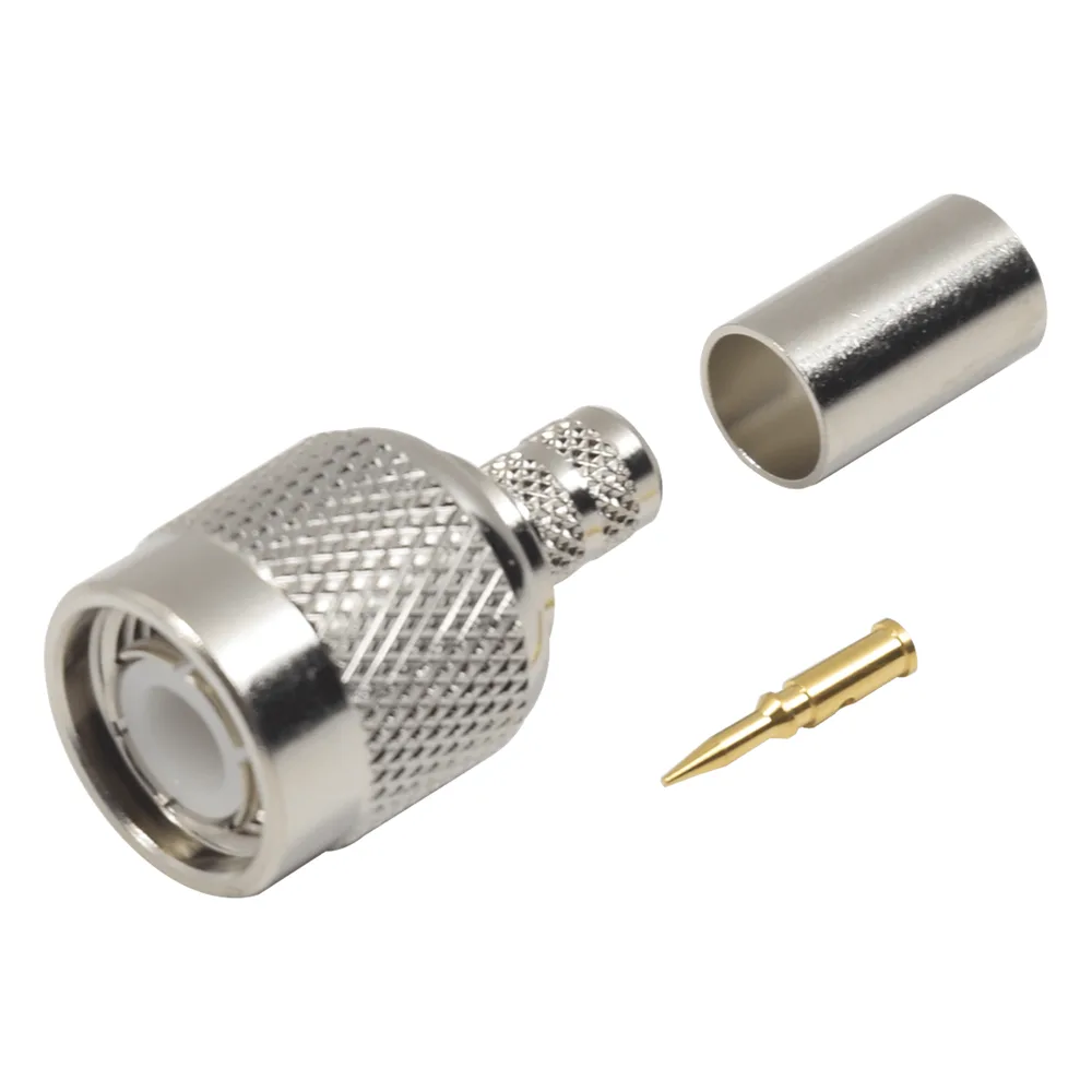 Conector TNC Macho de Anillo Plegable para Cables LMR-240, RG-8/X, 9258, Niquel/Oro/Delrin.