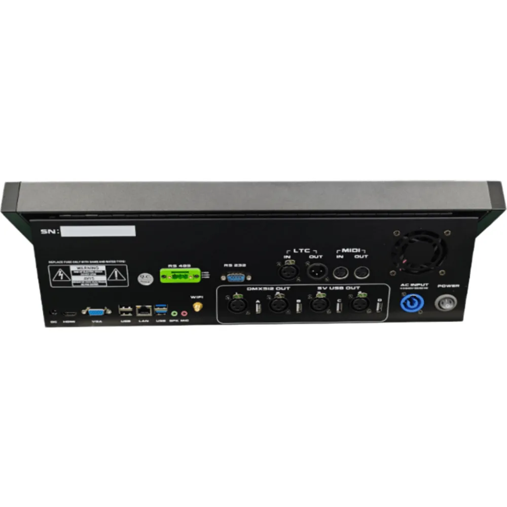 Consola de Control de Iluminación Profesional / 4 Universos DMX Nativo / 32 Universos Expandibles / 15 Faders de Reproducción / Pantalla Táctil 15.6 pulgadas / 4GB RAM + 128GB SSD / Linux OS Integrado – vista 2