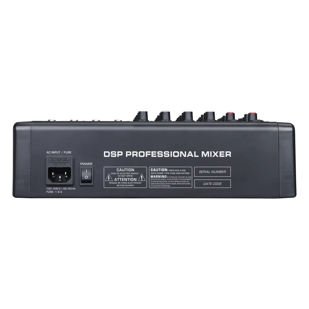Consola de Mezcla Analógica | 8 Canales | 6 Entradas Mic/Línea | 12 Salidas | DSP Efectos | USB Media | Bluetooth | Montaje en Rack – vista 2