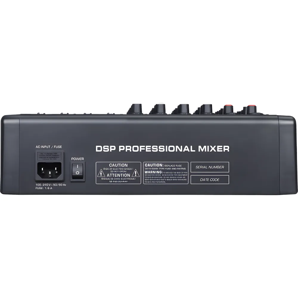 Consola de Mezcla Analógica | 8 Canales | 6 Entradas Mic/Línea | 12 Salidas | DSP Efectos | USB Media | Bluetooth | Montaje en Rack – vista 3