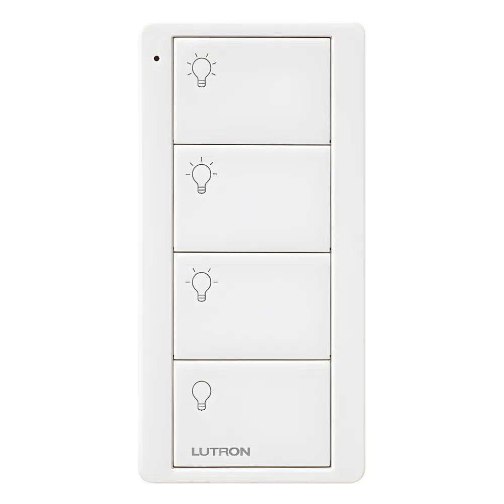 Control Pico inalámbrico de 4 botones para activar 3 escenas y apagado, con batería CR2032 de 10 años, compatible con Caséta Wireless, RadioRA 2, RA2 Select, RadioRA 3 y HomeWorks