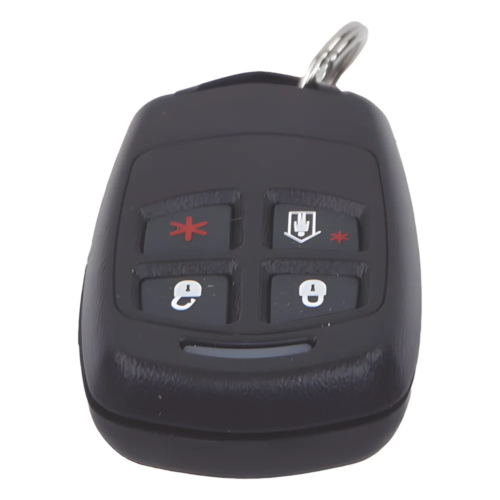 Control remoto inalámbrico tipo llavero de 4 botones con funciones programables para sistemas de alarma – vista 4