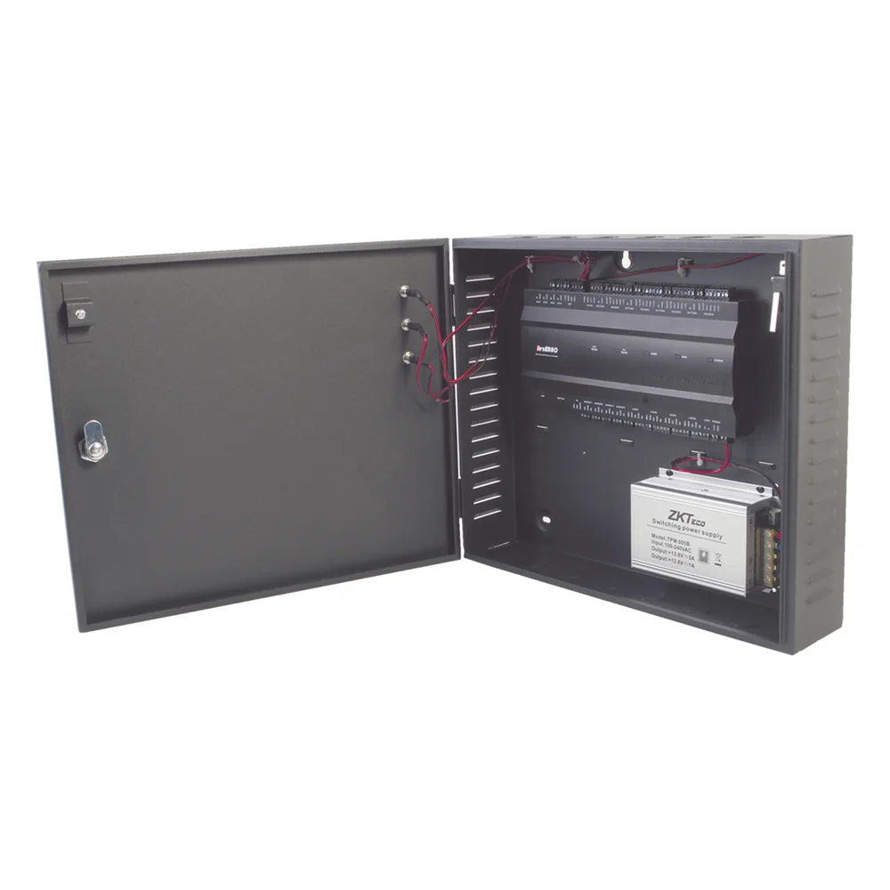Controlador de Acceso 4 Puertas / 3,000 Huellas 30,000 Tarjetas / TCP/IP / Gabinete Metálico y Fuente 12V 5A