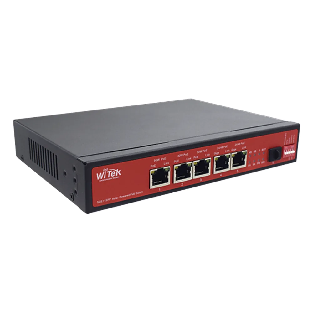 Controlador Solar de 15A con Switch PoE / 1 Puerto Gigabit PoE 802.3 bt / 2 Puertos PoE 802.3 af/at / 2 Puertos PoE Pasivo 24/48 Vcc / 1 Puerto SFP / No administrable – vista 4