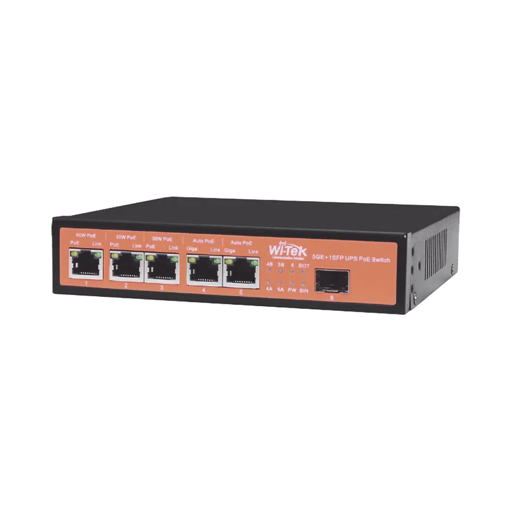 Controlador Solar de 5A con Switch PoE /  1 Puertos Gigabit PoE 802.3 bt / 2puertos PoE 802.3 af/at con 2 Puertos PoE Pasivo 24 Vcc / 1 Puerto SFP / No administrable – vista 2