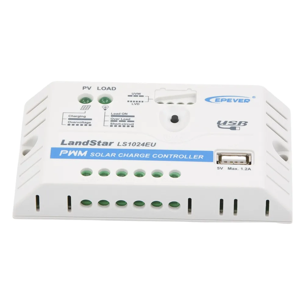 Controlador Solar PWM / 10A / 12/24V / Puerto USB / Indicadores LED / Tierra Positivo Común – vista 3