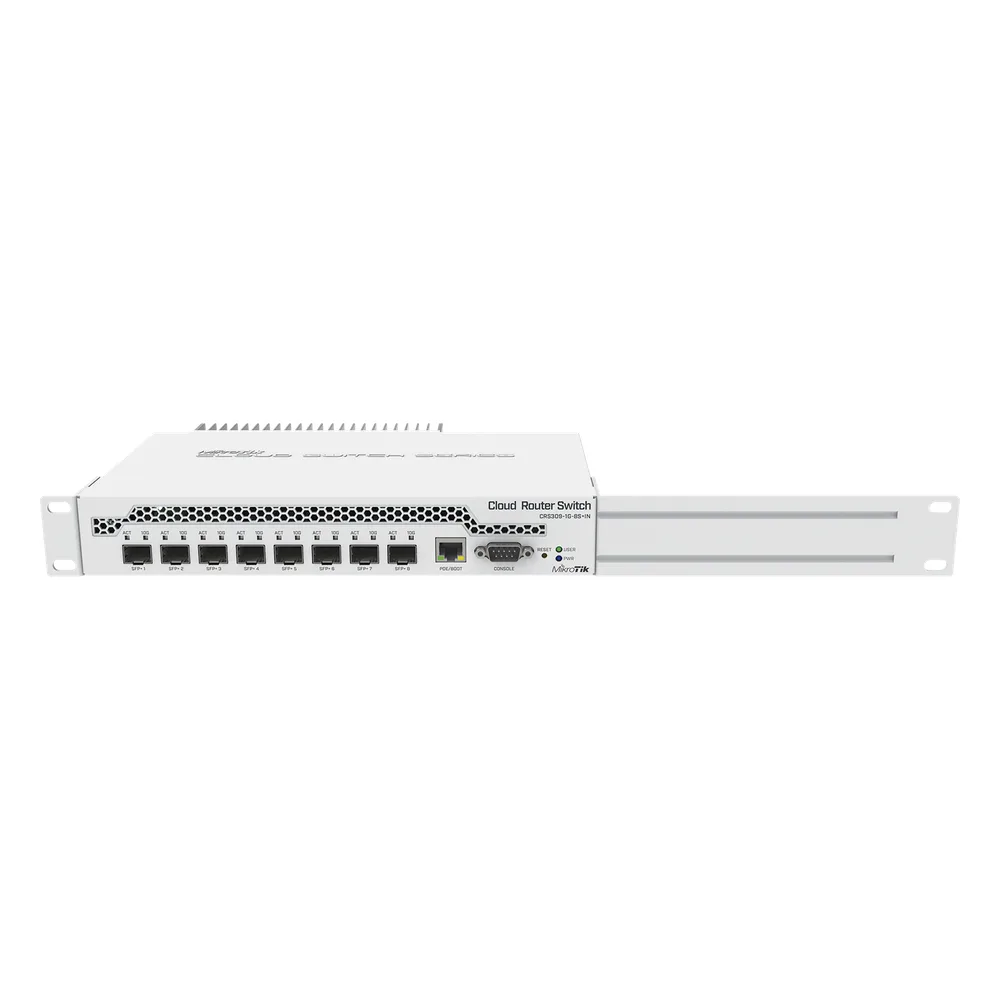(CRS309-1G-8S+IN) Switch administrable Sistema Operativo Dual, puerto 1G Rj45, 8 puertos 10G SFP+ para Escritorio – vista 2