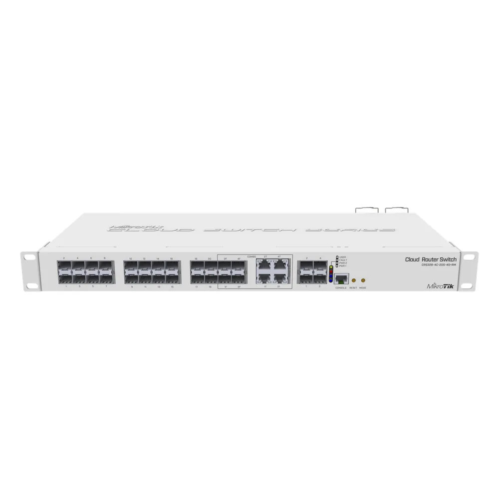 (CRS328-4C-20S-4S+RM) Cloud Router Switch Administrable L3, 4 puertos combo TP/SFP, 20 Puertos SFP, 4 Puertos SFP+