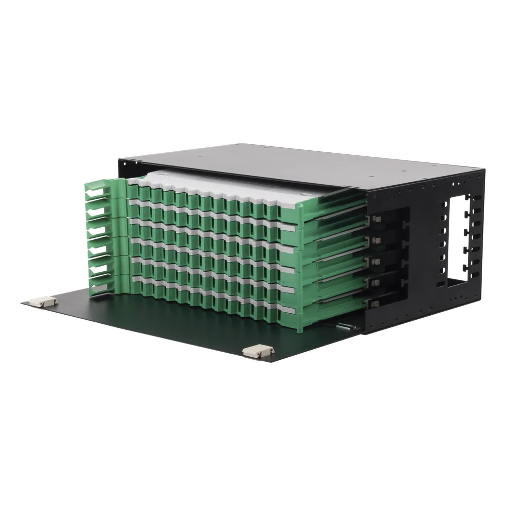 Distribuidor de Fibra Óptica con Bandejas Deslizables, Vacío, 19 Pulgadas, Acepta 72 Adaptadores LC Duplex o LC Simplex o 72 SC Simplex, 4U – vista 2